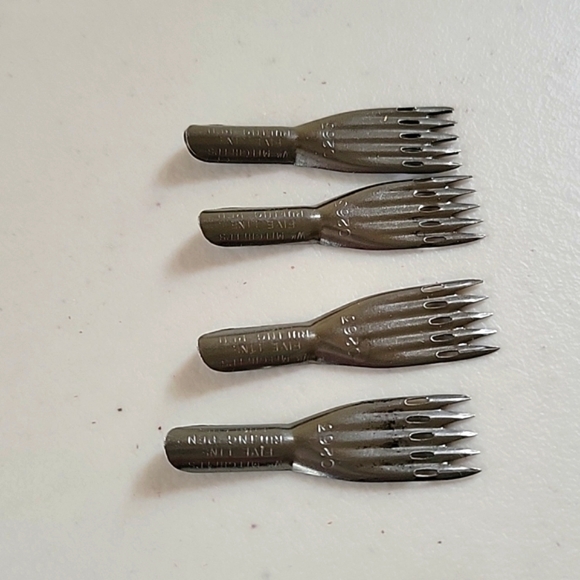 William Mitchell's Rare Vintage 5 Line Ruling Pen Music Nibs - Set of 4 - Picture 2 of 4